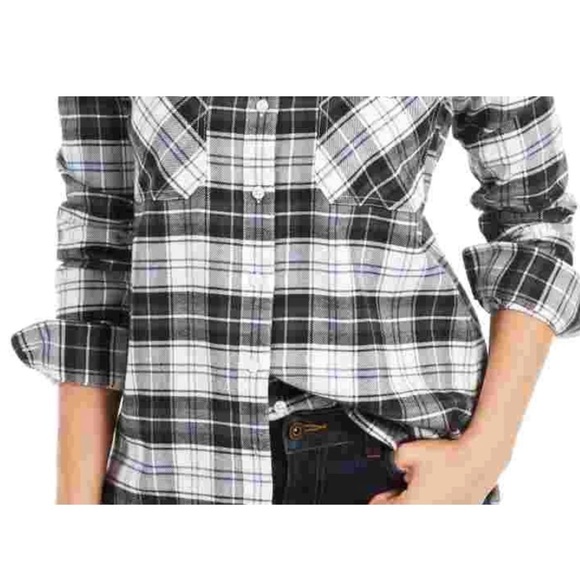 Pendleton Women's Elbow-Patch Flannel Shirt White Size XXS - Picture 2 of 10